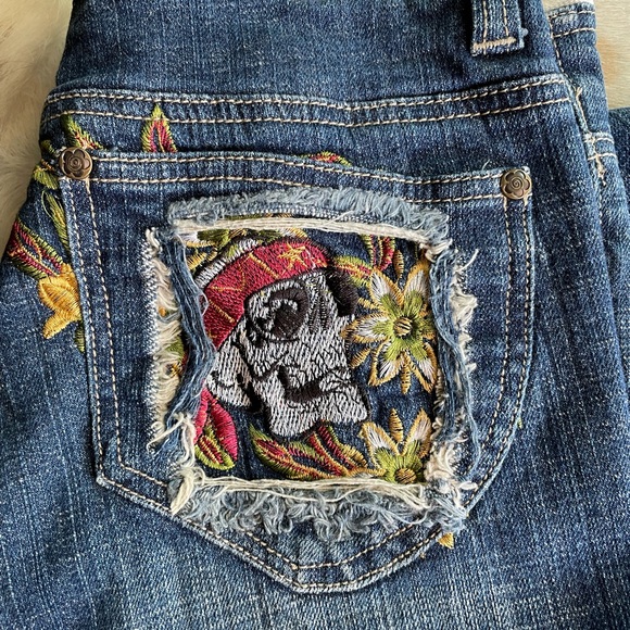 Maxx Pants - Skull Distressed Pocket Jeans Size 13